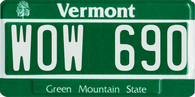 VT license plate WOW690