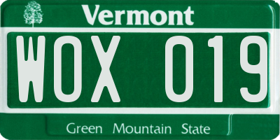 VT license plate WOX019