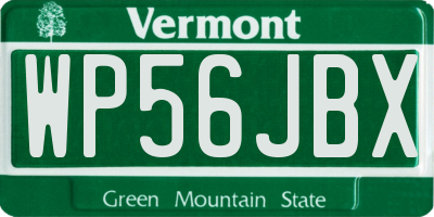 VT license plate WP56JBX