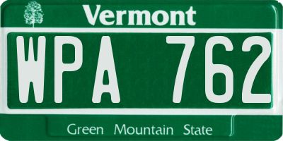 VT license plate WPA762