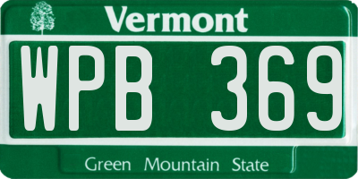 VT license plate WPB369