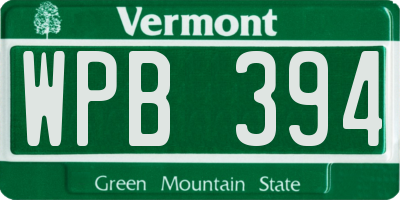 VT license plate WPB394