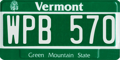 VT license plate WPB570