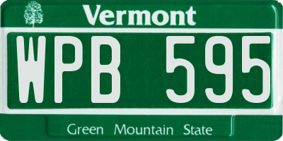 VT license plate WPB595