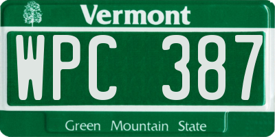 VT license plate WPC387