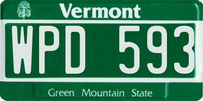 VT license plate WPD593