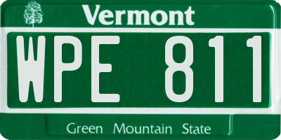 VT license plate WPE811