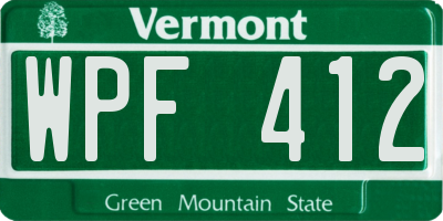 VT license plate WPF412