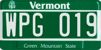 VT license plate WPG019