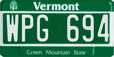 VT license plate WPG694