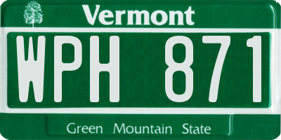 VT license plate WPH871