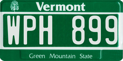 VT license plate WPH899
