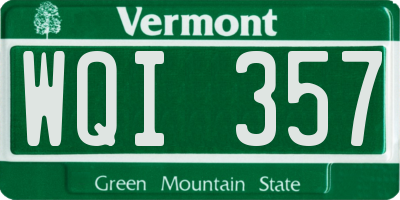 VT license plate WQI357