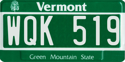 VT license plate WQK519