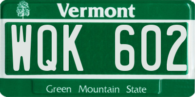 VT license plate WQK602