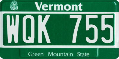 VT license plate WQK755