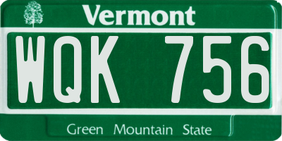 VT license plate WQK756