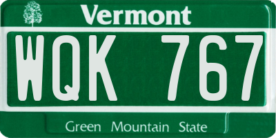 VT license plate WQK767