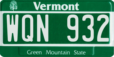 VT license plate WQN932