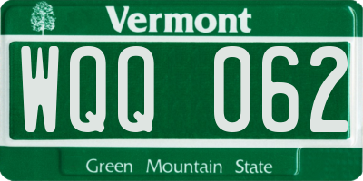 VT license plate WQQ062