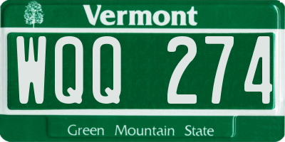 VT license plate WQQ274