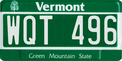 VT license plate WQT496