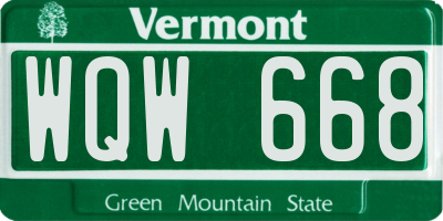 VT license plate WQW668