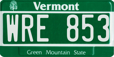VT license plate WRE853
