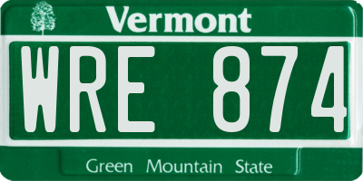 VT license plate WRE874