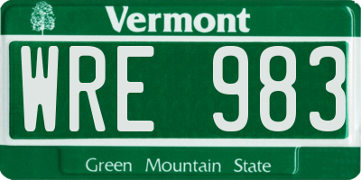VT license plate WRE983