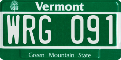 VT license plate WRG091