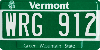VT license plate WRG912