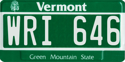 VT license plate WRI646