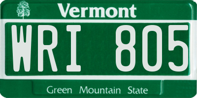 VT license plate WRI805