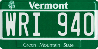 VT license plate WRI940