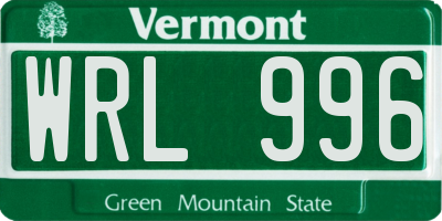 VT license plate WRL996