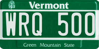 VT license plate WRQ500