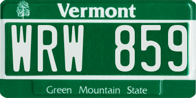 VT license plate WRW859