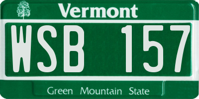 VT license plate WSB157
