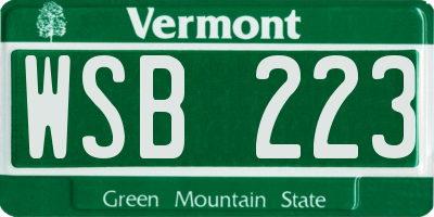 VT license plate WSB223
