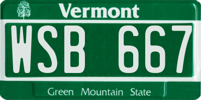 VT license plate WSB667