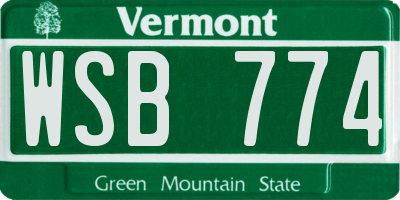VT license plate WSB774