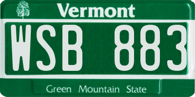VT license plate WSB883