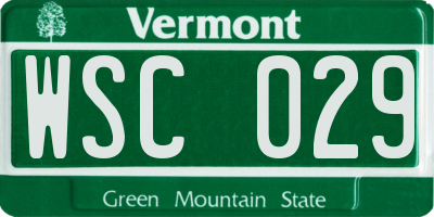 VT license plate WSC029