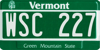 VT license plate WSC227