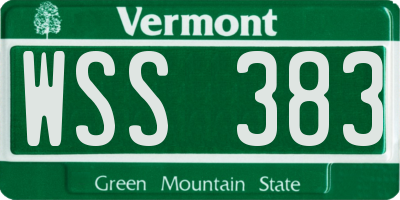 VT license plate WSS383