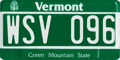 VT license plate WSV096