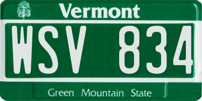 VT license plate WSV834