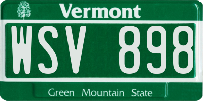 VT license plate WSV898