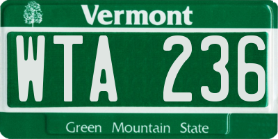 VT license plate WTA236